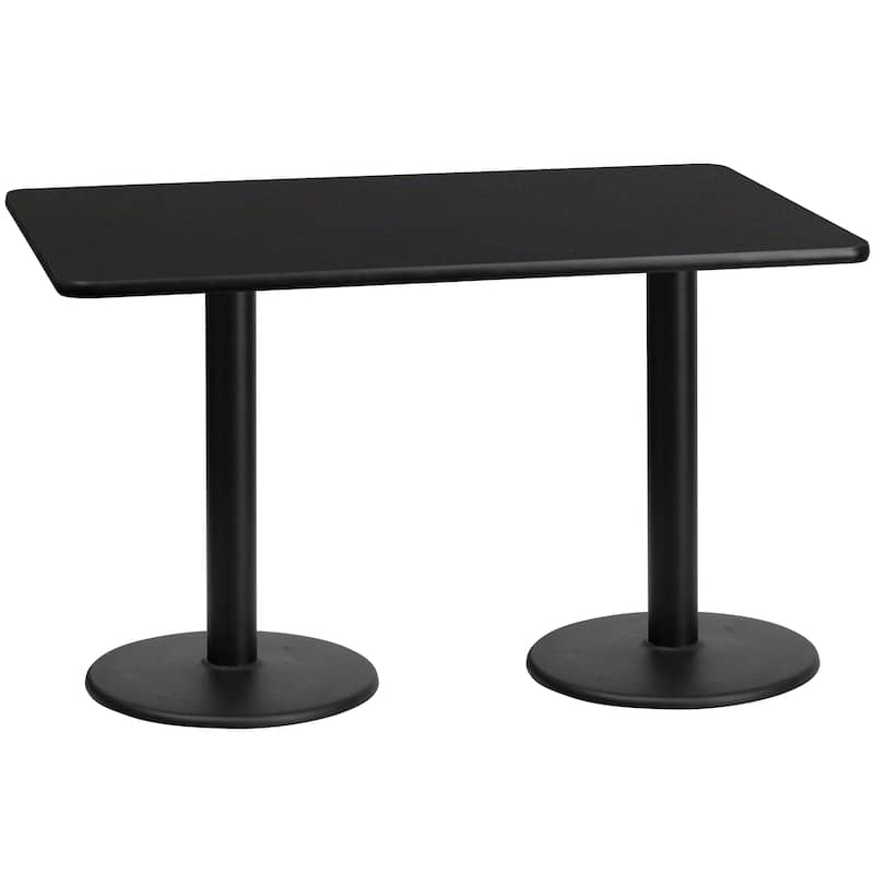 30'' x 60'' Rectangular Laminate Table Top with 18'' Round Table Height Bases - 30"W x 60"D x 31.125"H - 30"W x 60"D x 31.125"H - Espresso Finish