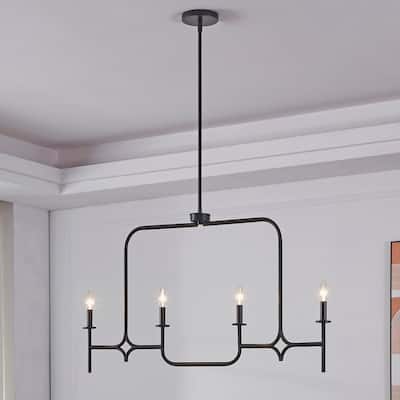 KAWOTI 4-Light Black Linear Kitchen Island Pendant Light Chandelier - 67.5 H x 41'' W x 5.12'' D