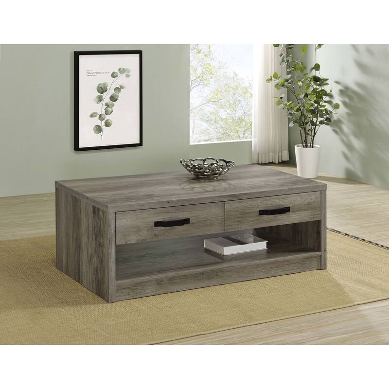 Felix 2-drawer Engineered Wood Coffee Table Grey Driftwood