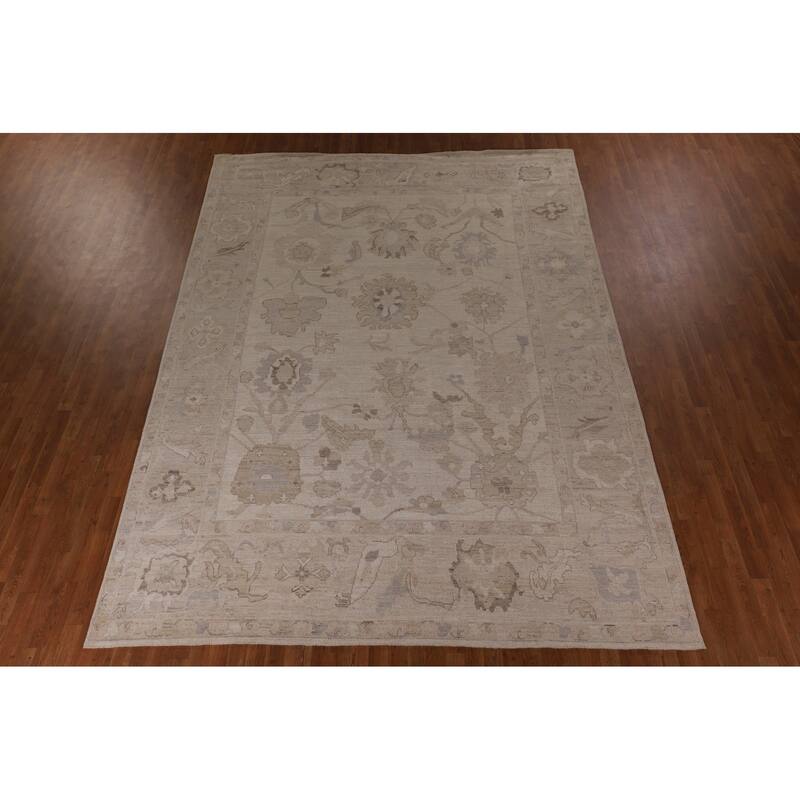 Vegetable Dye Oushak Turkish Rug Handmade Transitional Wool Carpet - 9'0" x 12'7"