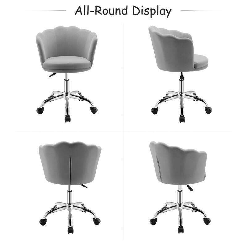 Modern Velvet Upholstered Vanity Armchair with Swivel and Adjustable Height and Wheels - 22" x 22" x 29.5"-33" (L x W x H)