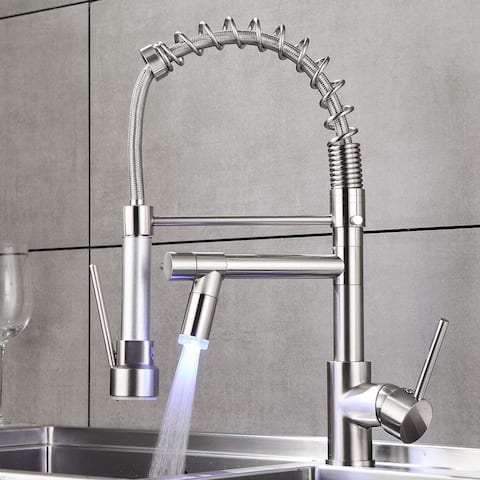 2-Function Pulldown Kitchen Faucet w/ LED 2 Spout