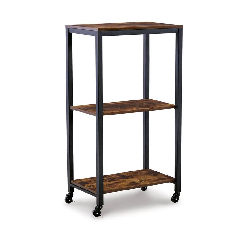 Serving Bar Cart, 2 Storage Shelves, 24 Inch Black Metal