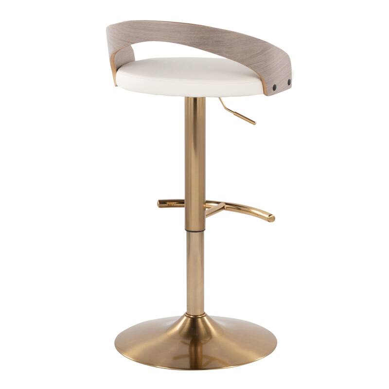 Grotto Adjustable Barstool with Gold Base - Set Of 3