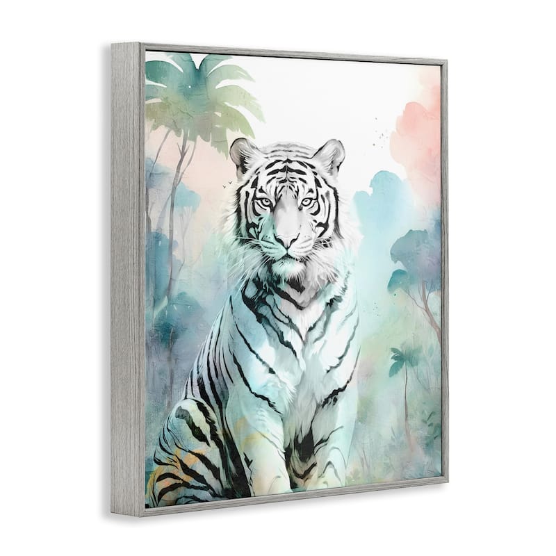 Stupell White Tiger in Jungle Framed Giclee Art Design By Kim Allen