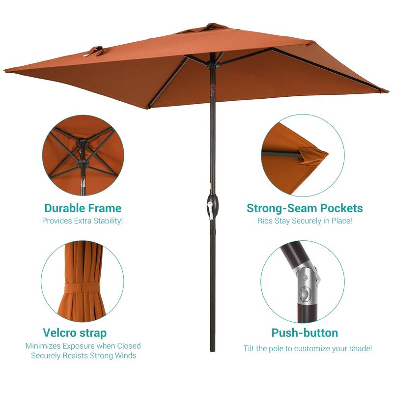 BONOSUKI 6.5x6.5Ft Patio Market Umbrella Weather-Resistant Frame