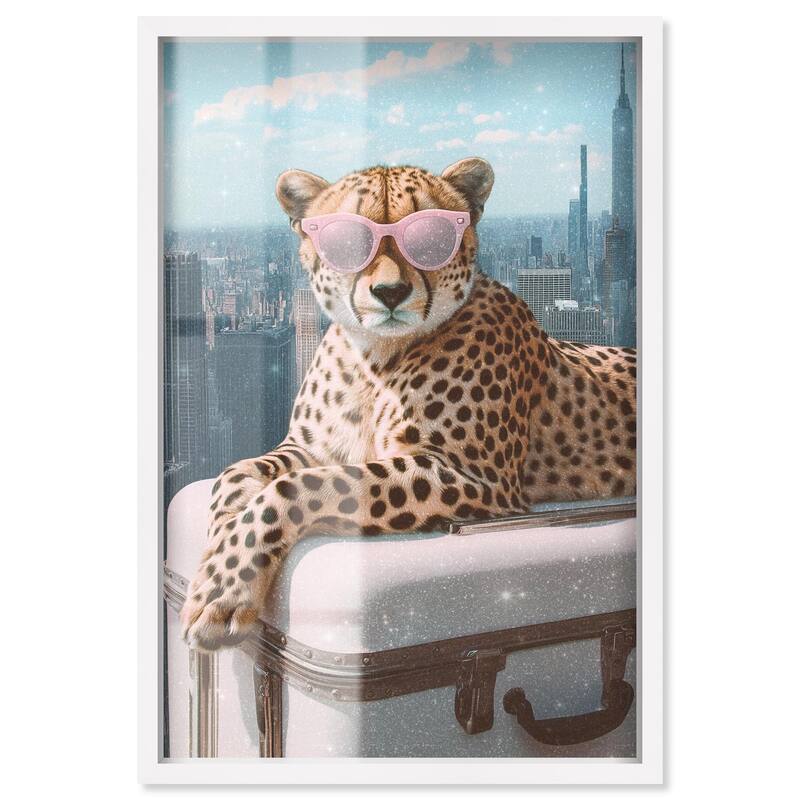 Cheetah Luggage NYC Shadowbox by Art Remedy - White - 36" x 54"