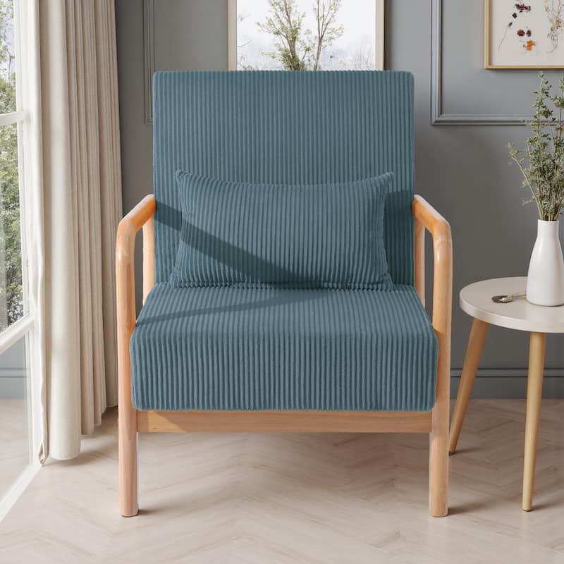 Uixe Modern Solid Wood Upholstered Corduroy Accent Chair - Single