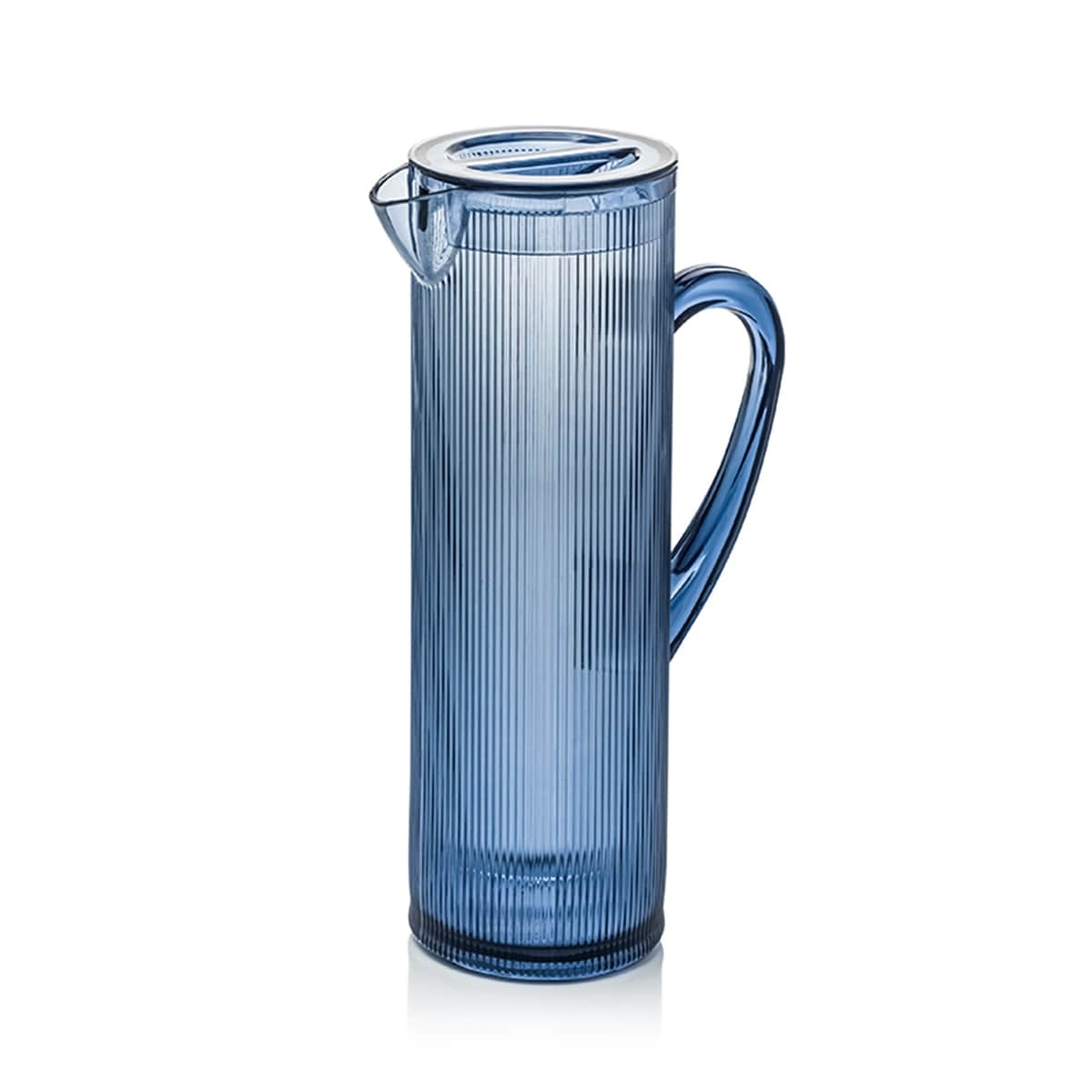 Elle Decor Acrylic Water Pitcher with Lid, 50-Ounces Iced Tea Pitcher for Fridge, Indigo Blue Tall Jug