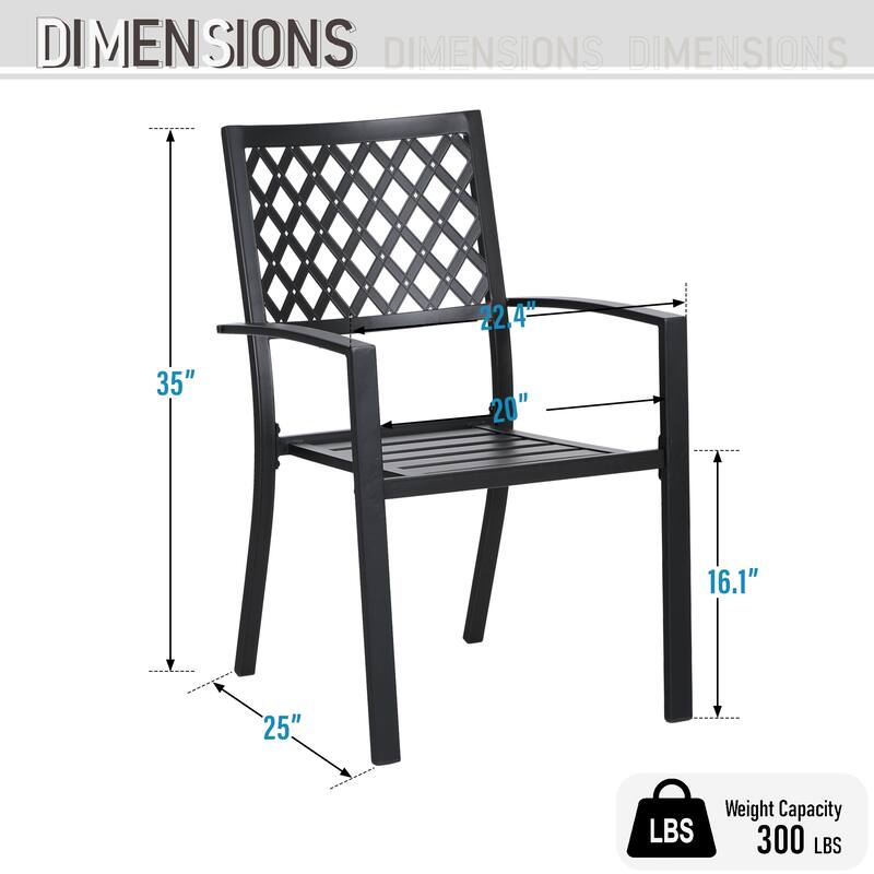 MAISON ARTS 7-Piece Metal Patio Dining Set With 1 Rectangular Table & 6 Stackable Dining Chairs