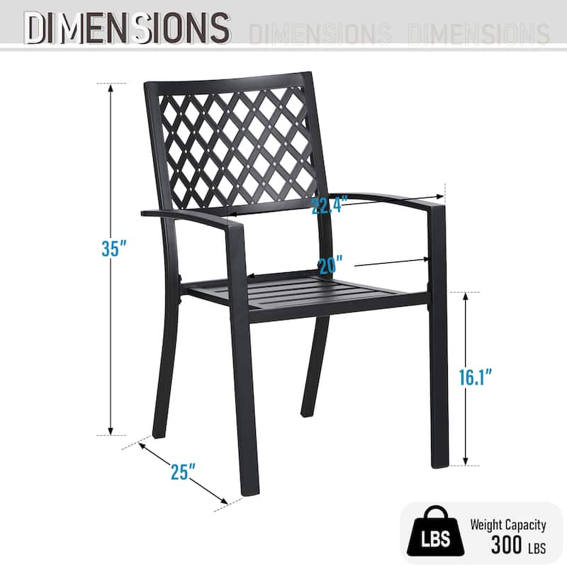 MAISON ARTS Patio E-coated Weather-resistant Stackable Dining Armchairs (Set of 2)