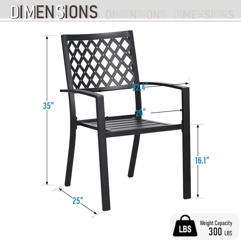 Patio E-coated Weather-resistant Stackable Dining Armchairs (Set of 2)