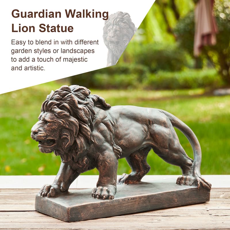 Glitzhome MGO Vintage Sitting & Lying Lion Guardian Garden Statue Porch Sculpture Indoor Outdoor