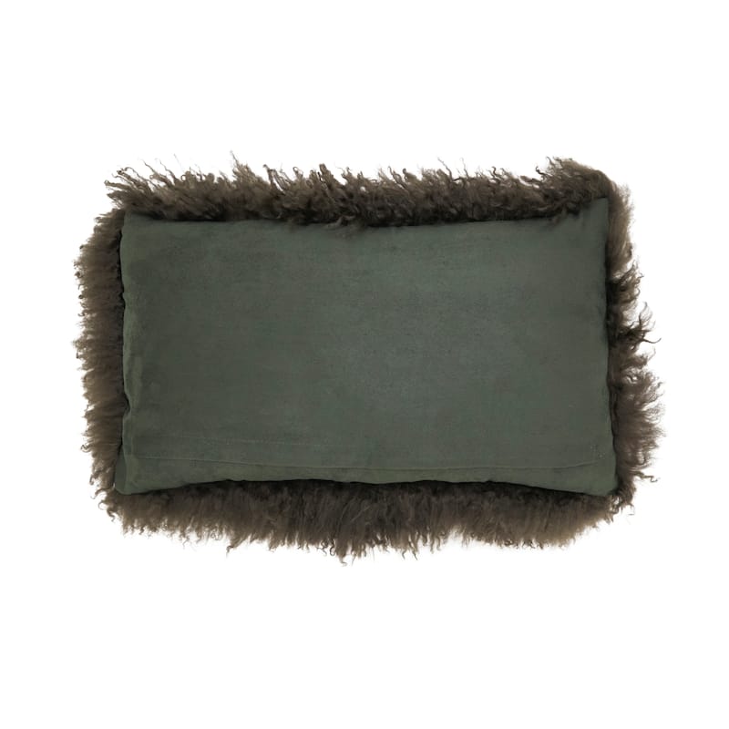Poly-filled Mongolian Lamb Throw Pillow