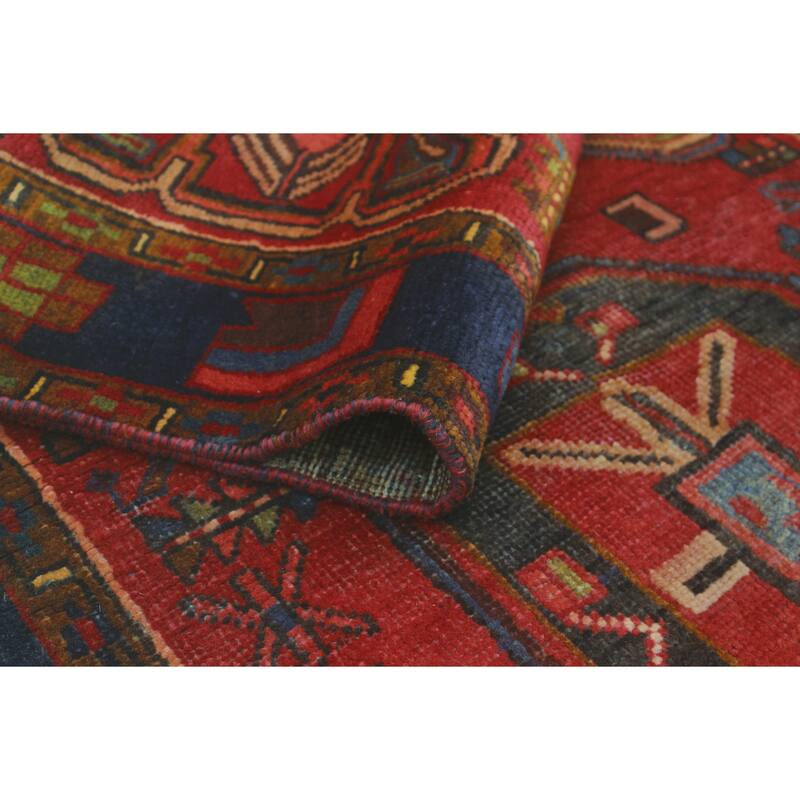 Fine Vintage Distressed Anscomb Red/Navy Runner - 3'2" x 10'2"