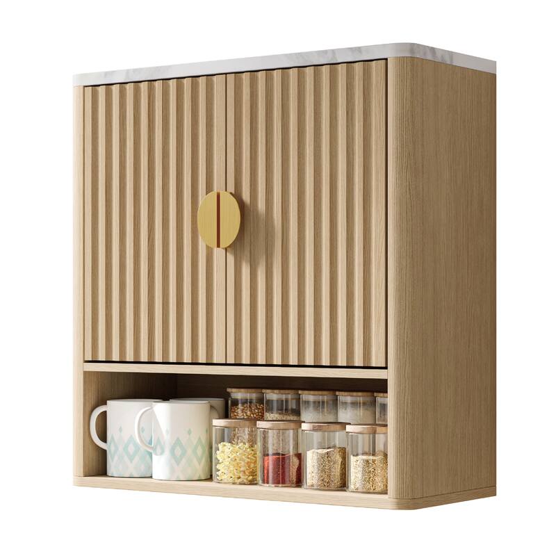 Modern Wall-Mounted Bathroom Cabinet with Adjustable Shelf - Wood