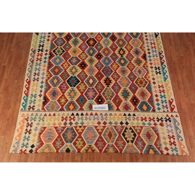 Kilim Reversible Rug Flatweave Oriental Wool Carpet - 8'5"x 11'4"