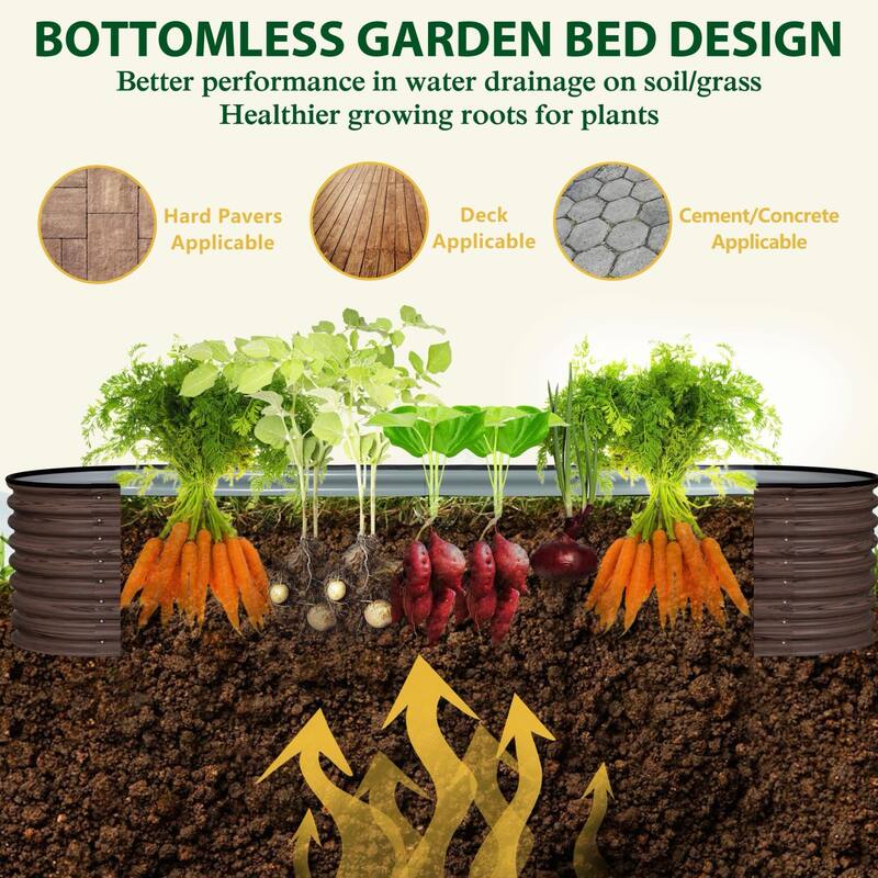 VEIKOUS 23.1''H Metal Galvanized Raised Garden Bed 9-in-1 Modular Outdoor Planter Box - N/A
