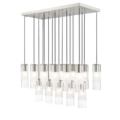 Alton 17 Light Linear Chandelier in Brushed Nickel - Brushed Nickel
