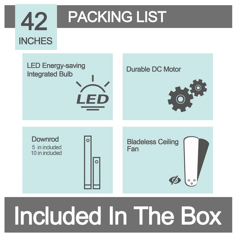 42" Ceiling Fan Light Kit Included with Retractable Blades,6 Fan speed 3 Light Tone with Remote Control - 42 Inches