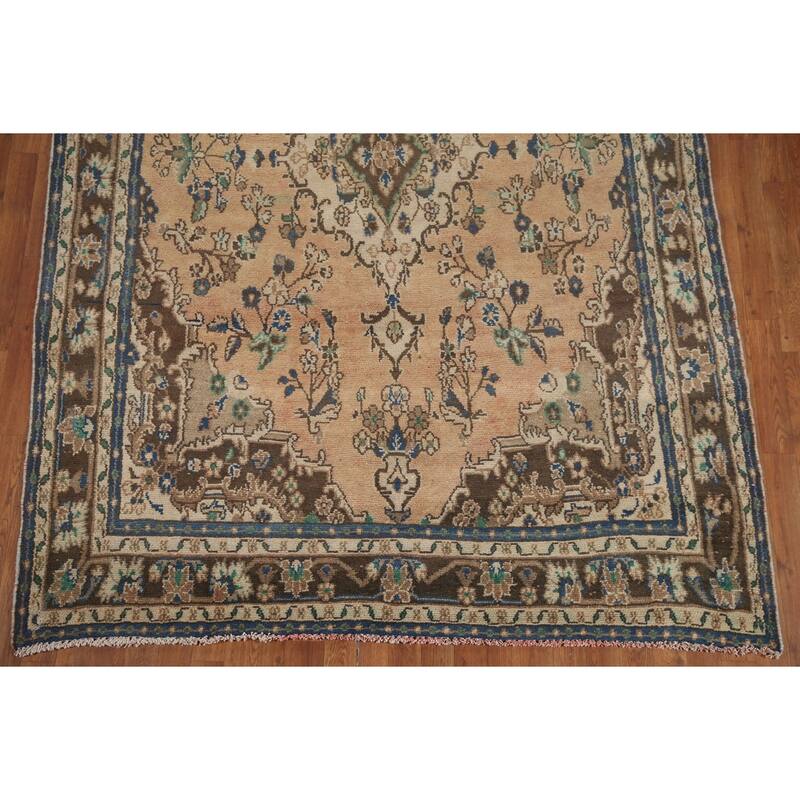 Hand Knotted Oriental 100% Wool Carpet Traditional Floral Peach Hamedan Area Rug - 10' 2'' X 6' 7''