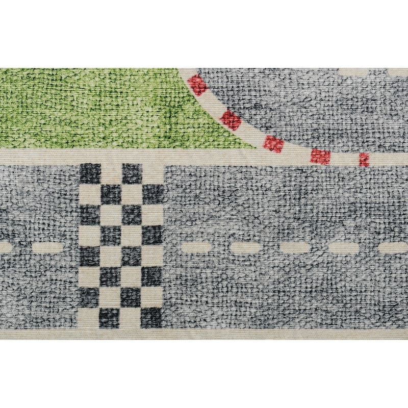 Dynamic Rugs Kidz Green/Multi Polyester Children's Area Rug