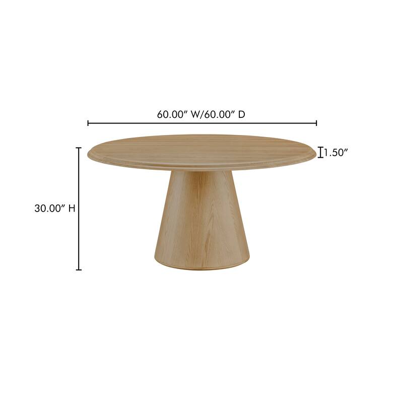 NADAAL STUDIOS Lumiel Round Dining Table for 8, Solid Ash Wood Top & Veneer Base, Black Metal Panel