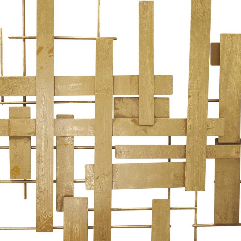 Metal Geometric 3D Stripes Home Wall Decor - Gold - CosmoLiving by Cosmopolitan