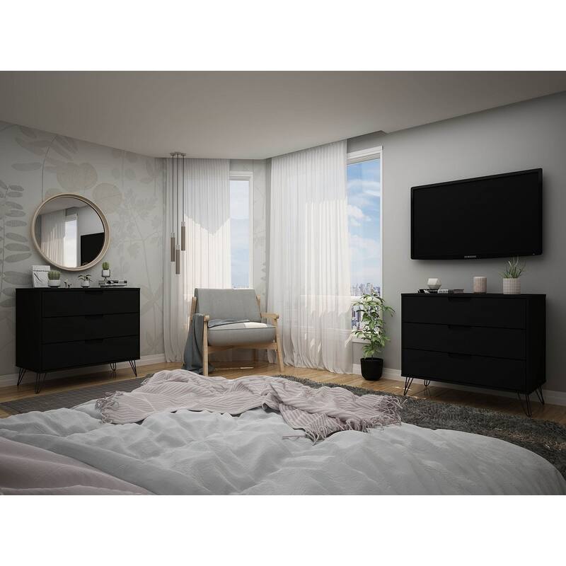 Manhattan Comfort Rockefeller 3-Drawer Dresser (Set of 2)