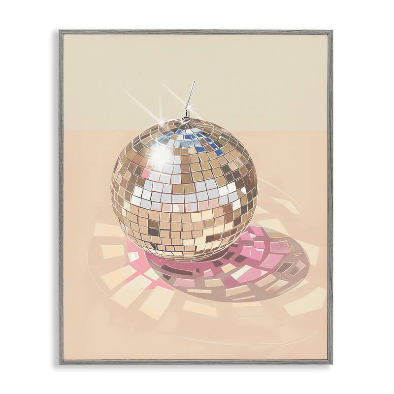 Stupell Dazzling Disco Ball Refraction Framed Giclee Art Design By Arlington Prints - 11 x 14 - Grey