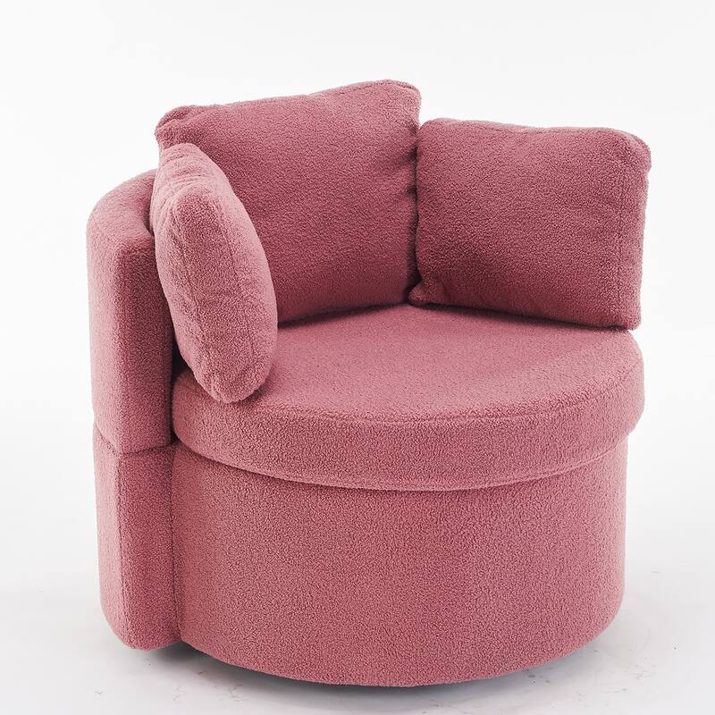 Fabric Swivel Chair With Storage and Back Cushion For Living Room