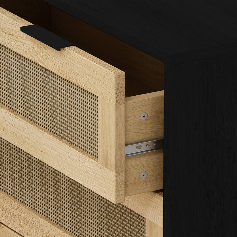 Rattan 3-Drawers Buffet Storage Cabinet (Set of 2)