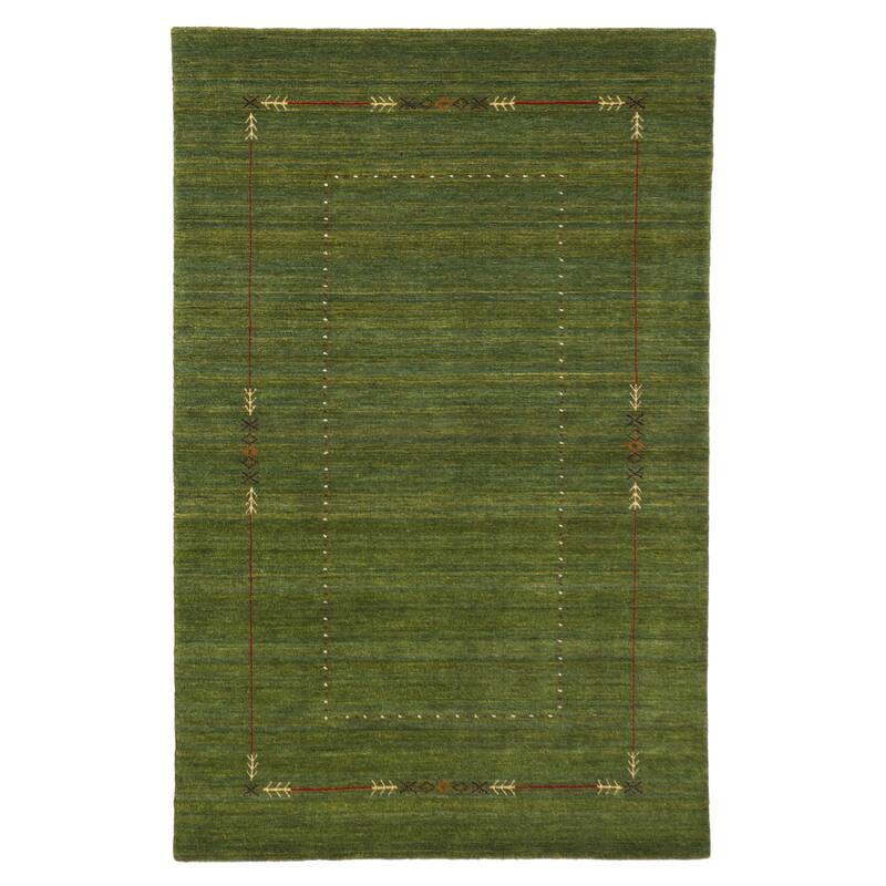 ECARPETGALLERY Hand Loomed Kashkuli Gabbeh Green Wool Rug - 4'11 x 7'11
