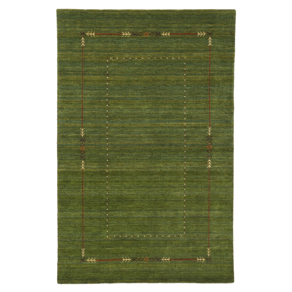 ECARPETGALLERY Hand Loomed Kashkuli Gabbeh Green Wool Rug - 4'11 x 7'11