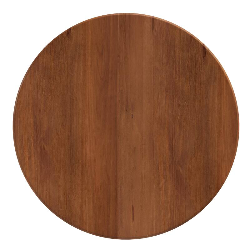 31.8" Round Fluted Coffee Table with Sliding Door & Solid Pine Wood