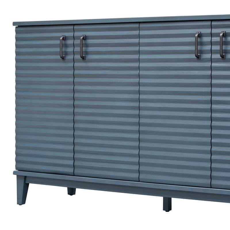 Sideboard with 4 Door Large Storage Buffet with Adjustable Shelves and Metal Handles
