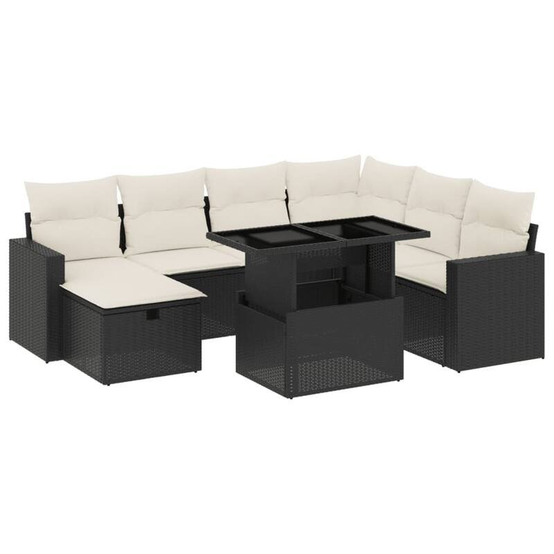 vidaXL Patio Sofa Set with Cushions Outdoor Furniture 8 Piece Poly Rattan