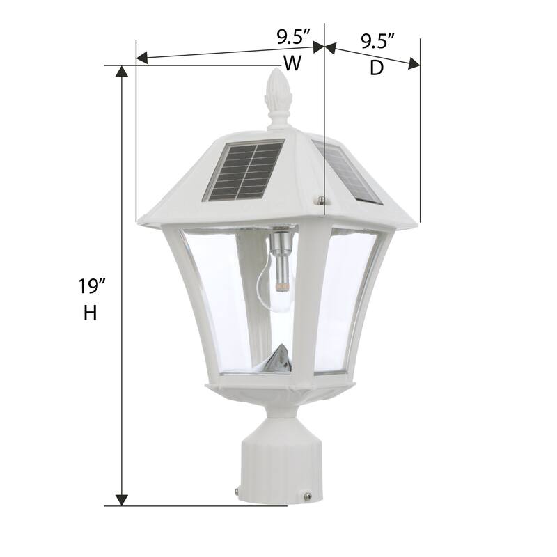 Baytown II Bulb Black Solar 3' Fitter Post Light with Pier and Wall - N/A