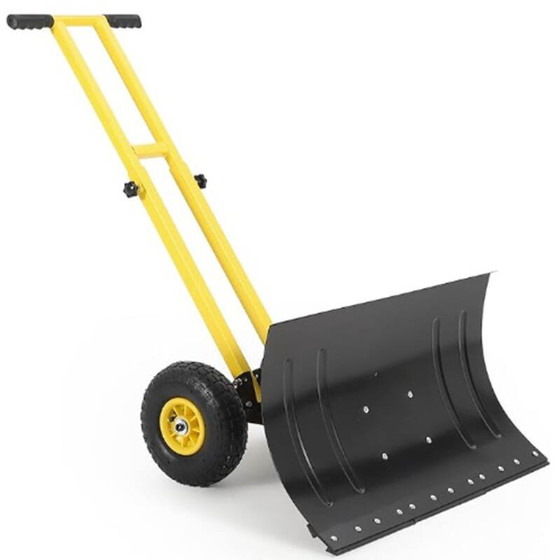 29x16.53 In Heavy Duty Rolling Snow Shovel With Wheels Double Armrests - 29x16.53 In - Yellow