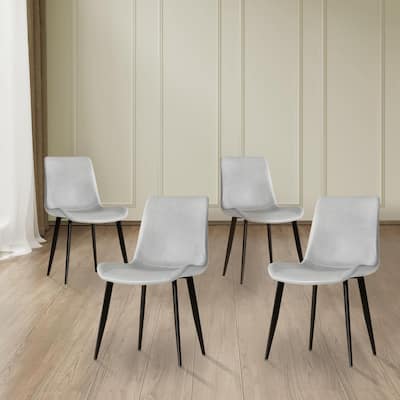 Modern Dining Chair Set Of 4 Pieces, With Floral Pu Leather Seats And Carbon Steel Legs, Suitable For Home, Restaurant