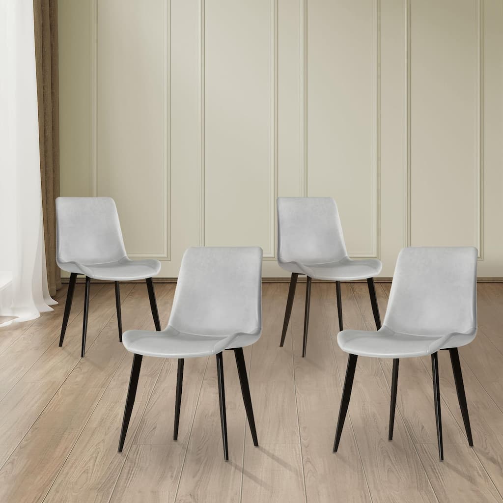 Modern Dining Chair Set Of 4 Pieces, With Floral Pu Leather Seats And Carbon Steel Legs, Suitable For Home, Restaurant
