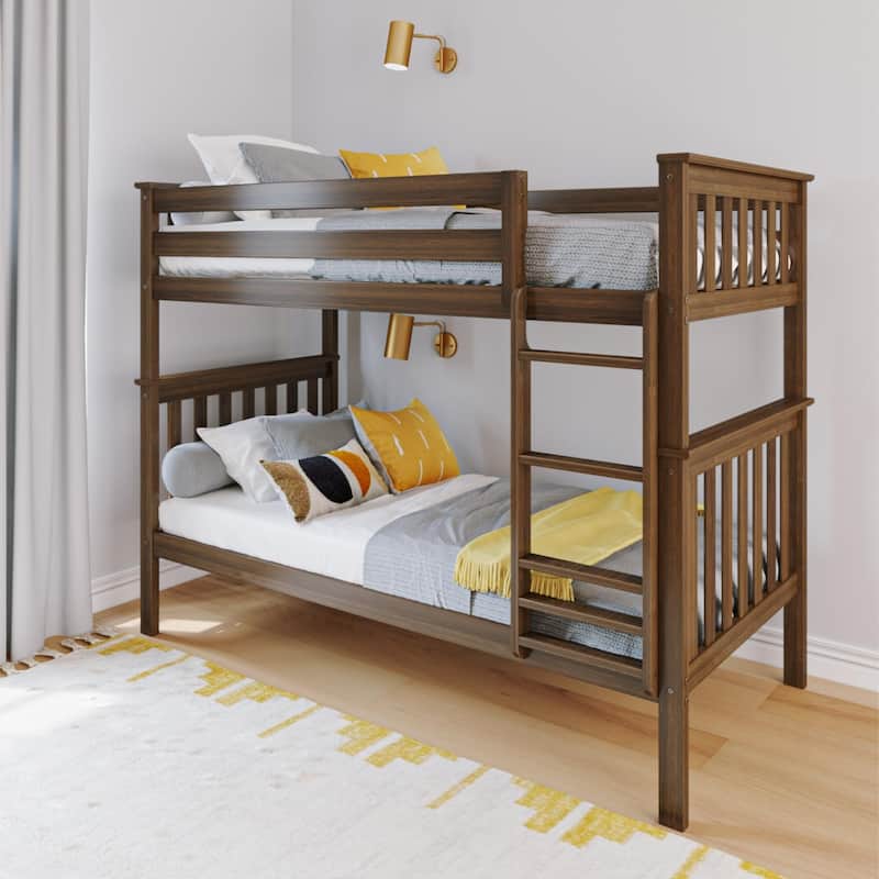 Max and Lily Twin over Twin Solid Wood Bunk Bed - Walnut