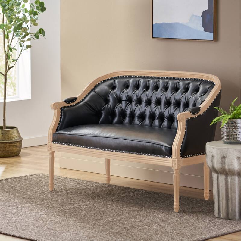 French Country Design Tufted Loveseat with Nail