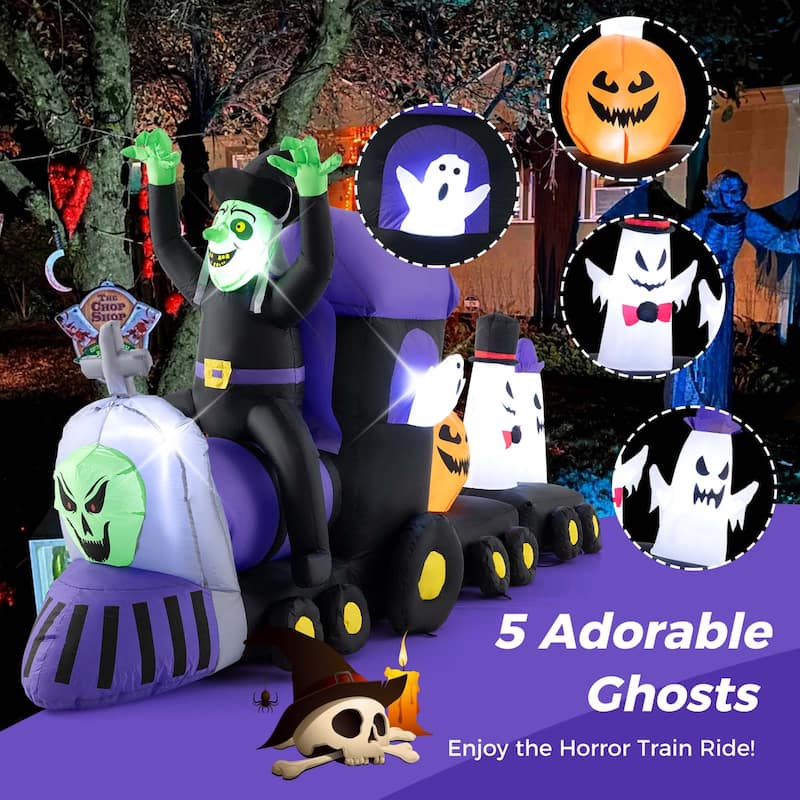 Costway 8.2 ft Long Halloween Inflatable Train LED Lighted Train w/ - See Details