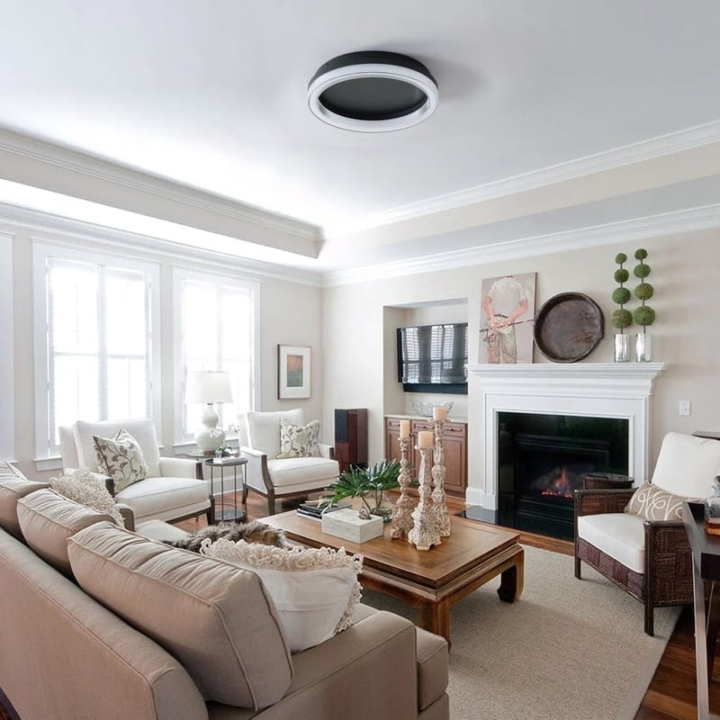 Dimmable LED Flush Mount Ceiling Light Modern Black Metal Fixture