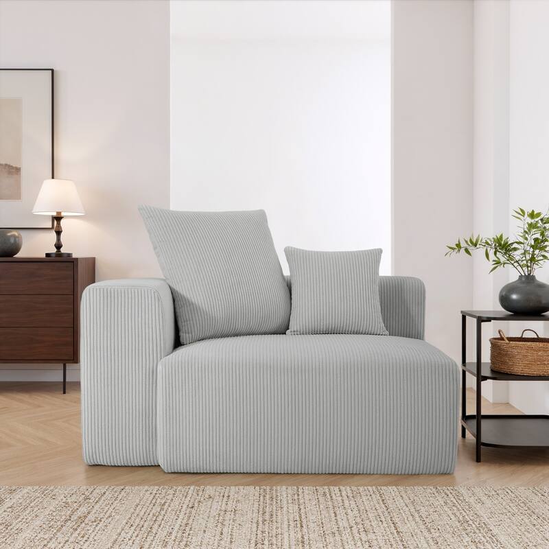 51"W Oversized Modular No Assembly Corduroy Accent Corner Chair