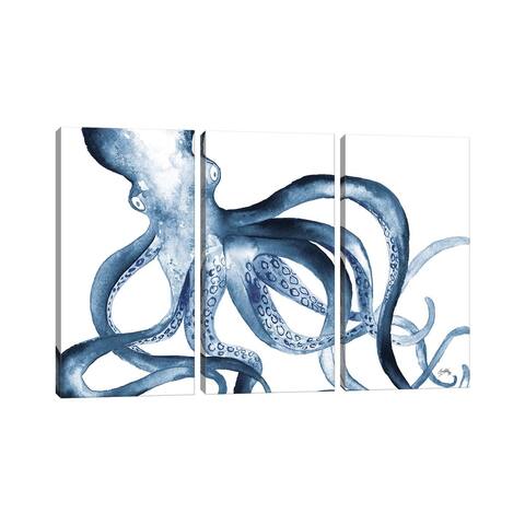 iCanvas "Octopus in the Blues" by Elizabeth Medley 3-Piece Canvas Wall Art Set