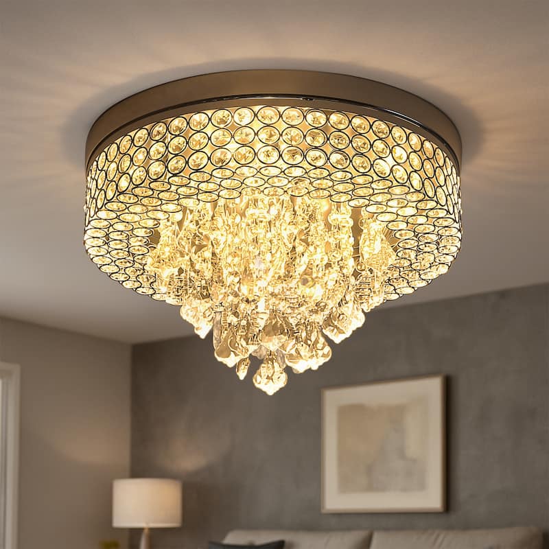 GetLedel 4-Light Modern Glam Crystal Flush Mount