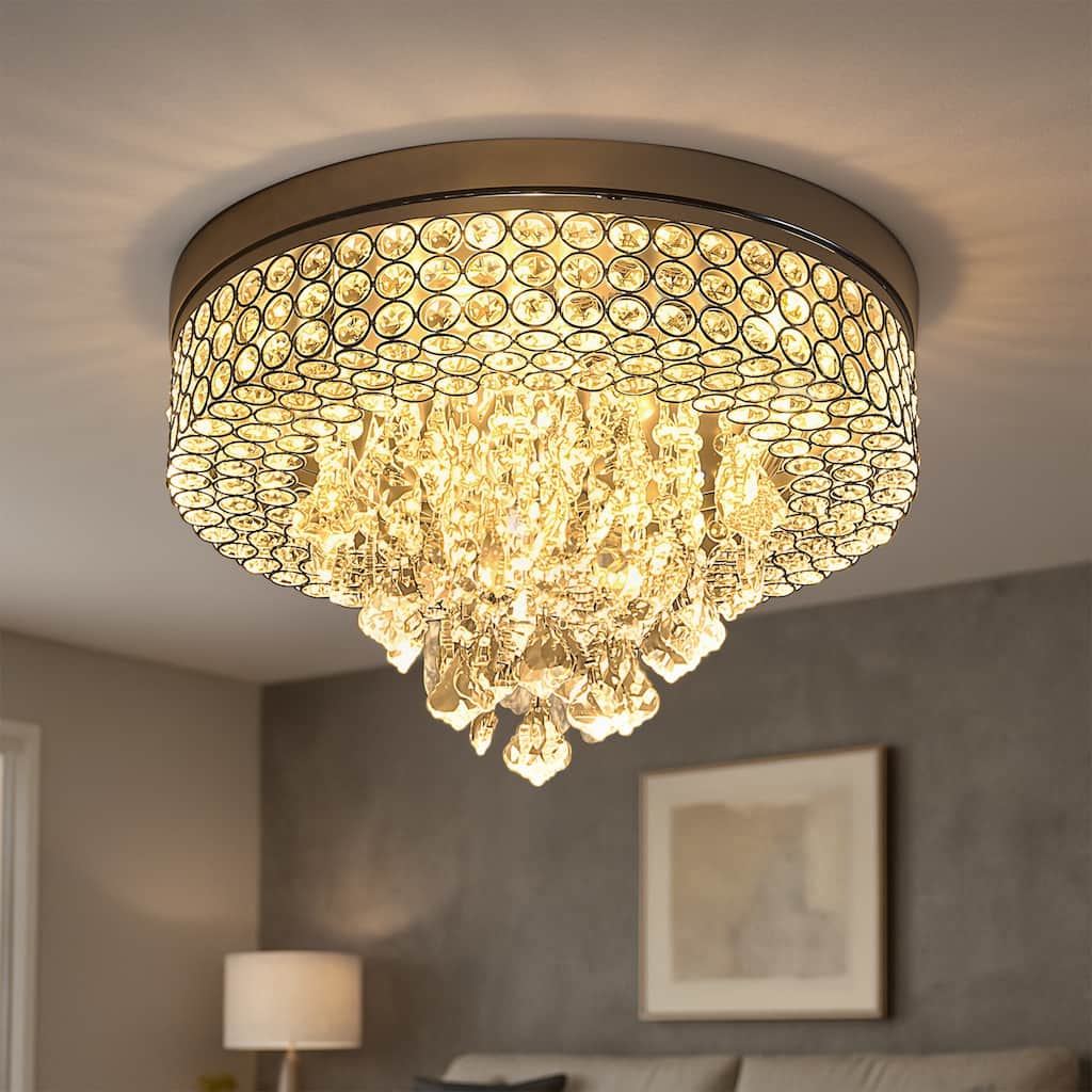 GetLedel 4-Light Modern Glam Crystal Flush Mount