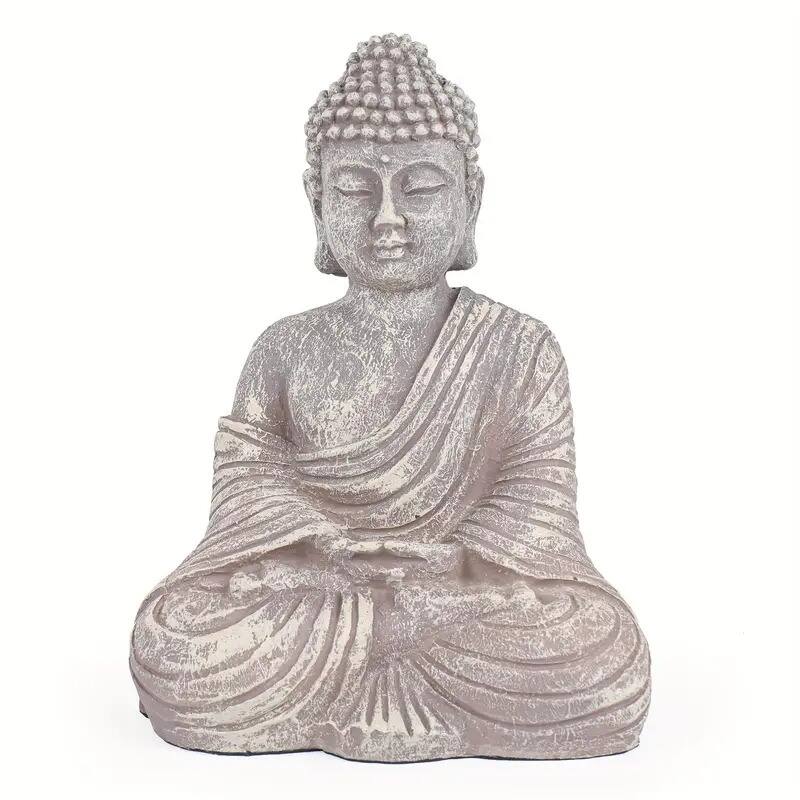 Curata Resin Zen Meditating Buddha Garden Statue - Grey or Sand - 3.9" x 8.6" - Sand